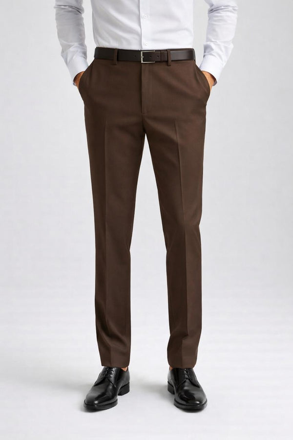 Dark Brown MotionFit Formal Trouser — 2-Way Stretch | Wrinkle-Free | Slim Fit